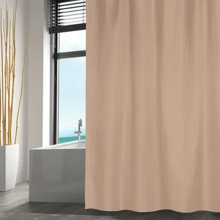 MSV Duschvorhang, 180 x 200 cm, Cappuccino, aus Polyester, wasserabweisend, für Badezimmer, ideal für eine warme und gemütliche Atmosphäre, 180 x 200 cm
