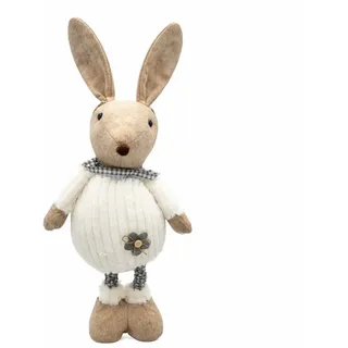 BURI Dekofigur 1 Osterhase mit Teleskopbeine Dekohase Hasenfigur Stoffhase Osterfigur weiß