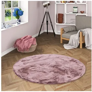 Pergamon Fellteppich Fellteppich Luxus Super Soft Plush Rund, Rund, Höhe: 25 mm silberfarben 80 cm x 80 cm x 25 mm