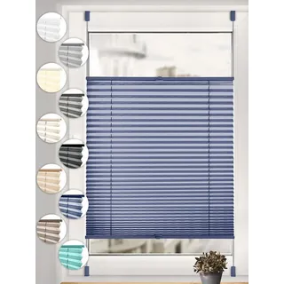 Sonello Plissee ohne Bohren Rollo Klemmfix für Fenster & Tür Lichtschutz, blickdicht, ohne Bohren, verspannt, Klemmfix, 30cm x 100cm Blau Faltrollo, Easyfix, Sonnenschutzrollo, Jalousie blau 30 cm x 100 cm