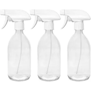 BIOHY Glas Sprühflasche (3er-Set), Zerstäuber, Sprühkopf, Reinigungsmittel | Nachfüllbare Glasflasche mit verstellbarem Sprühnebel, klein und handlich, für Öle und Pflanzen