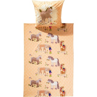Kinderbettwäsche »Kinder-Bettwäsche "Pferd"«, Erwin Müller, Renforcé, 2 teilig, Renforcé Tiermotiv orange 1 St. x 100 cm x 135 cm