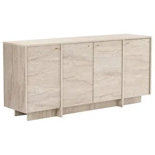 Skye Decor Konsolentisch Varen (1-St., 1 Konsolentisch), Japandi Gerillte Rückwand, Metallgriff, Ausführung beige