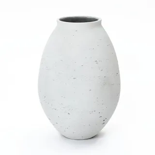 Hometopia Vase, Weiß, Naturmaterialien, Beton Optik, Rund, 40 cm, Dekoration, Vasen, Keramikvasen