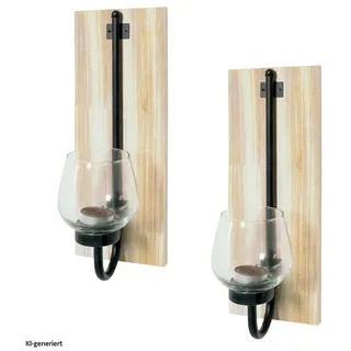 Hti-Living Teelichthalter Viola Glas/Metall Schwarz