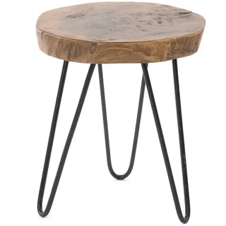 DESIGN DELIGHTS Beistelltisch Baumscheibe Beige Tamarindenholz Ø 34 x 38 cm