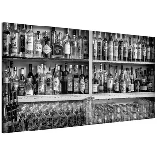 Bilderdepot24 Magnettafel Küche deko Bar Schwarz Weiß, (1-tlg., Magnetboard Pinnwand für die Wand - metallische Tafel für Magnete), Magnetwand groß mit Motiv modern Memoboard magnetisch Querformat schwarz 78 cm x 37 cm
