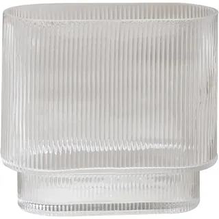 Klare Glasvase Mit Geriffeltem Muster, U-förmig, Ideal Für Blumensträuße Und Als Dekoration, 18 Cm Hoch, 20 Cm Breit An Der Öffnung, Modell B, 1030 G