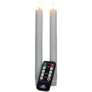 LED Stabkerzen weiß 2 St. Fernbedienung shabby style 3D Flamme warmweiß 2x23cm