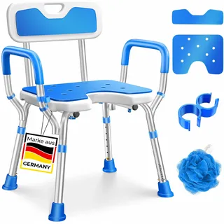 Kesser Duschhocker mit Lehne höhenverstellbar 38-54cm 150KG belastbar blau