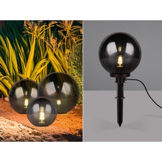 meineWunschleuchte LED Gartenleuchte, LED wechselbar, Warmweiß, mit 5m Strom-Kabel, Leuchtkugeln Wegbeleuchtung Garten-kugeln, Ø 30cm schwarz