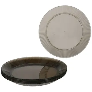 MamboCat Speiseteller 6x ToGo Kunststoff-Teller grau Ø 22,5 cm Camping Outdoor Picknick grau