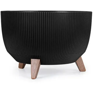 KONZEPT Blumentopf mit Füßen – großer Blumenkübel aus Kunststoff, runde Pflanzschale, 40 oder 47cm, modern & wetterfest, für Innen und Außen schwarz Ø 40 cm