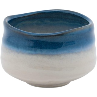 Needzo Matcha-Schale, glasierte Keramik, traditioneller japanischer Teetasse, 11,4 x 8,2 cm, 53 ml, Weiß und Blau