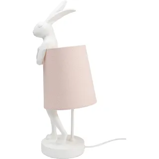 KARE DESIGN Tischleuchte Animal Rabbit Polyresin Weiß, Rosa Weiß / 50 cm