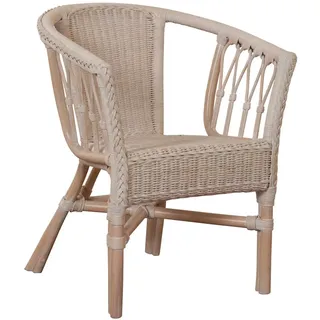 Stapelbarer Rattansessel, Stuhl/Bistro-Sessel Balkonsessel/ Farbe Vintage Weiß
