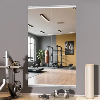 Hasipu Ganzkörperspiegel 140x52 cm 2 Stück, Wandspiegel für Yoga, Fitness & Ballett, Gehärtetes Glas Sportspiegel für Fitnessraum, Großer Spiegel für Heimtraining, Home Gym, Tanzspiegel