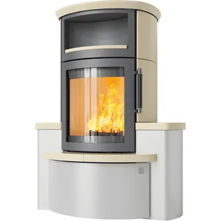 Kaminofen HARK 44-5.34 GT FlameKat 8 kW - Ofenkacheln: Quarz-Weiß - Korpus: titan