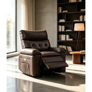 GarveeMore Elektrischer Relaxsessel Mit Massagefunktion & Heizung | 360° Drehbarer Fernsehsessel aus PU-Leder, Ergonomischer Schlafsessel mit Memory-Funktion & USB