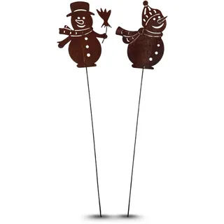 Terma Gartenstecker Schneemann Set Rostfiguren Gartendeko Gartenstecker Winterdeko Wintergartendeko