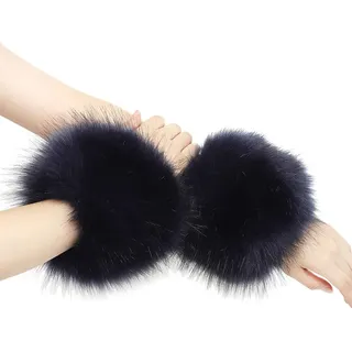 URFEDA Pulswärmer Fell Manschetten Warmers Handgelenk Handschuhe,Fell Stulpen Damen Faux Pelz Armstulpen Kunstfell Fellstulpen Ring Cuffs Wärmer für Frauen
