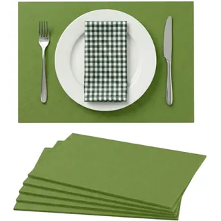 G.schmückt Platzsets Filz abwaschbar, Filztischunterlagen hitzebeständig, Moderne Platzdeckchen 45x30cm, Tischset Tischdeko Esstisch (Grün, 6-teilig)