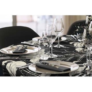 Tischdecke ADAM "Eden" Tischdecken Gr. B/L: 220 cm x 145 cm, 1 St., oval, schwarz-weiß (schwarz, weiß) Tischdecken