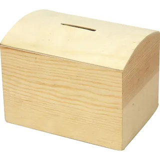 Creativ 57579 Spardose aus Holz, gewölbte Oberseite mit herausnehmbarem Boden