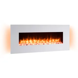 Richen Elektro-Wandkamin 'Yoash' weiß 2000 W, 3D-Flammeneffekt Fernbedienung 128 x 55 x 13,9 cm