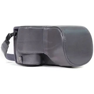 MegaGear Sony Alpha A6500 (up to 16-70mm Objektiv) Ever Ready Leder Kamera-Case mit Trageriemen und Batteriezugang Grau MG1118