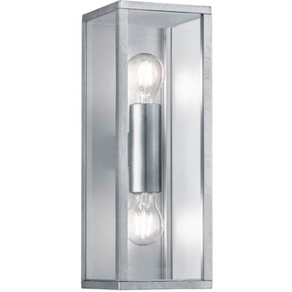 2-flammige eckige LED Außenwandleuchte in Silber Zinkfarben - vielseitige Außenbeleuchtung für Haus und Terrasse