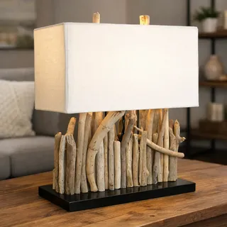 Tischleuchte, Tischlampe, Treibholz, Holz, handgefertigt, ca. 35x40x16