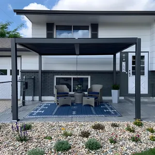 PURPLE LEAF Pergola 3 x 3.65 m mit Lamellendach Pavillon Terrassenüberdachung Wasserdicht Stabil Winterfest Freistehend Lamellenpergola Verstellbaren Alu-Lamellen für Garten, Grau