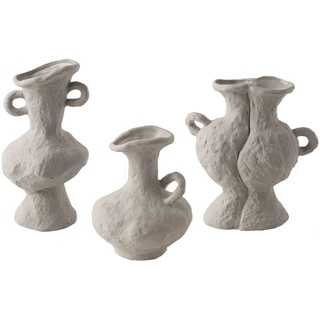 RAIKOU Dekovase Keramik Antike, Amphora Tisch Blumenvasen handgefertigt (3-Teilig) weiß