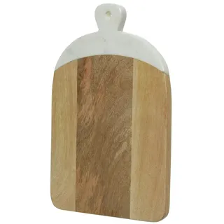 Schneidebrett Vesperbrett aus Mangoholz Marmor braun weiß Servierbrett 30cm