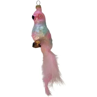 Papagei Vogel rosa Federn Weihnachtsbaumkugel Glas Christbaumschmuck Weihnachten