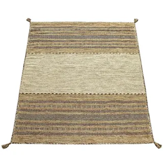 Paco Home Designer Teppich Webteppich Kelim Handgewebt 100% Baumwolle Modern Gemustert Beige, 120x170 cm