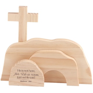 Boxwizard Osterauferstehungsszene Holzornamente für den Heimtisch Jesus Krippe Dekorationen christliche Figur Ornament