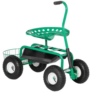 Outsunny Gartenwagen mit Rollsitz grün