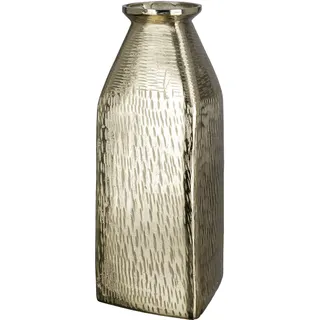 Gilde Vase Lola aus Aluminium - goldfarben - wasserdicht - grobe Oberfläche - Höhe 30cm x Breite 11cm