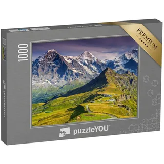 puzzleYOU: Puzzle 1000 Teile „Alpenpanorama mit Jungfrau, Mönch, Eiger Nordwand und Mannlichen, Schweiz“ – aus der Puzzle-Kollektion Schweiz, Landschaft