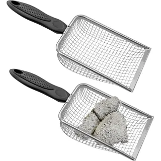 Runyu® 2 Stück Gartensieb Metall Kompostsieb Garten Sandsieb mit Rutschfester Griff, Edelstahl Durchwurfsieb 3,8mm und 5mm Masche Sieb für Erde Sand Steine Kompost