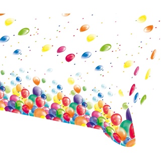 Amscan 9900324 - Tischdecke Luftballons, Größe 120 x 180 cm, Kunststoff, Geburtstag, Kinderparty, Mottoparty, Tischdekoration, Kindergarten
