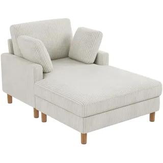 Vesgantti Cord Schlafsofa, Sofa Bett mit 2 Kissen, Relaxsessel, Schlafsessel für Wohnzimmer, Schlafzimmer, Büro, Werkzeuglose Montage, 148 * 104 * 92cm (Beige)