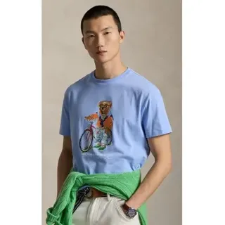 Polo Ralph Lauren für Herren. 710B16612001 Custom Slim Fit T-Shirt mit blauem Bär Polo (XL), Lässig, Baumwolle, Kurzarm
