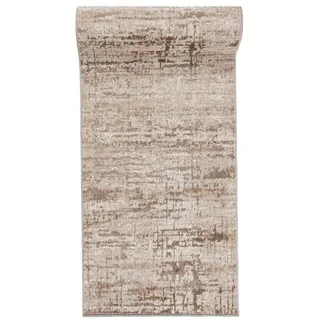 Mazovia Läufer Modern Abstrakt Beige Creme Flur, Schlafzimmer, Diele, Fußbodenheizung beige|braun 80 cm x 400 cm