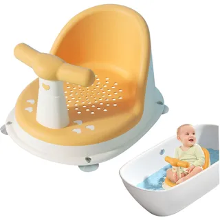 Babybad, Sicherheitsbad Badewanne Sitz mit Saugnapfbecher, Anti-Schlupf-Bad für 6-18 Monate Baby Kleinkind (gelb)