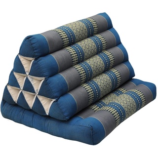 Wilai Kapok Thaikissen, Dreieckskissen mit Einer Auflage - blau/grau