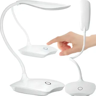 Schreibtischlampe LED Tischlampe mit Touch Dimmbare 3 Helligkeits Schreibtischleuchte Leuchte Büro Helligkeitsstufen Nachttischlampe Lesen Weiß R... - Weiß