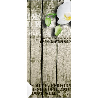 wandmotiv24 Türtapete Holz Zaun weiße Orchidee 70 x 200cm (B x H) - Dekorfolie selbstklebend Sticker für Türen, Türfolie, Aufkleber, M0539
